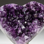 Genuine Polished Amethyst Clustered Heart + Acrylic Display Stand // V3