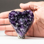 Genuine Polished Amethyst Clustered Heart + Acrylic Display Stand // V2