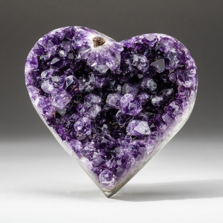 Genuine Polished Amethyst Clustered Heart + Acrylic Display Stand // V5