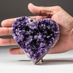 Genuine Polished Amethyst Clustered Heart + Acrylic Display Stand // V5