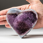 Genuine Polished Amethyst Clustered Heart + Acrylic Display Stand // V6
