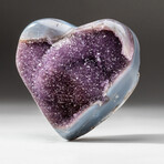 Genuine Polished Amethyst Clustered Heart + Acrylic Display Stand // V6