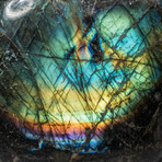 Genuine Polished Labradorite Heart + Acrylic Display Stand // V1