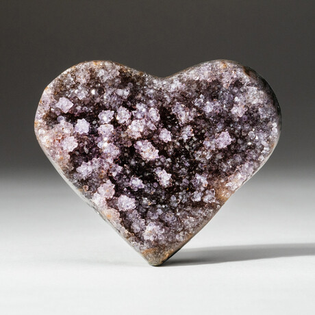 Genuine Polished Amethyst Clustered Heart + Acrylic Display Stand // V4