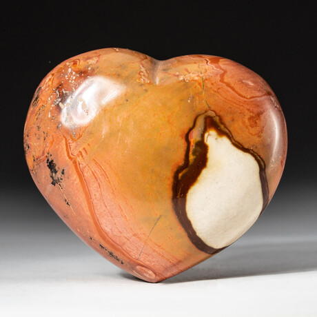 Genuine Polished Polychrome Jasper Heart + Acrylic Display Stand // V4
