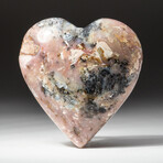Genuine Polished Pink Opal Heart + Acrylic Display Stand