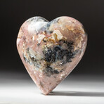 Genuine Polished Pink Opal Heart + Acrylic Display Stand