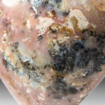 Genuine Polished Pink Opal Heart + Acrylic Display Stand