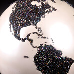 Hematite Rainbow Gemstone Continents on Flat Pearl Oceans