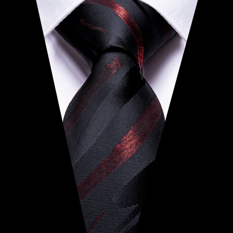 Halsey Handcrafted Silk Tie // Black + Red