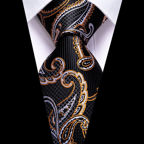 Handmade Silk Tie // Black + Gold