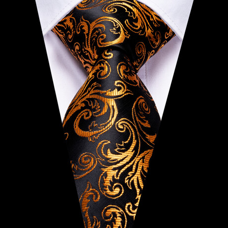 Handmade Silk Tie // Black + Orange