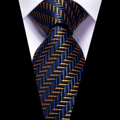 Elon Handcrafted Silk Tie // Blue + Gold