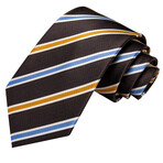 Bond Silk Tie // Black + Orange + Blue