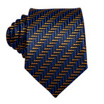 Elon Handcrafted Silk Tie // Blue + Gold