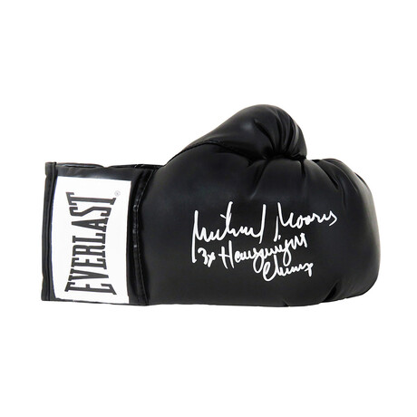 Michael Moorer // Signed Everlast Boxing Glove // "3x Heavyweight Champ" Inscription // Black