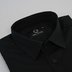 Brent Casual Slim Fit Poplin Shirt // Black (Small)