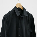 Brent Casual Slim Fit Poplin Shirt // Black (Small)