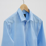 Roger Casual Slim Fit Poplin Shirt // Light Blue (Small)