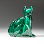 Genuine Polished Hand Carved Malachite Cat