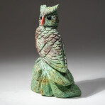 Genuine Hand Carved Green Turquoise "Wise" Owl Sculpture
