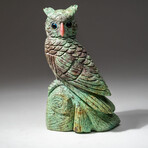 Genuine Hand Carved Green Turquoise "Wise" Owl Sculpture