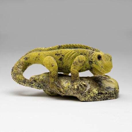 Genuine Polished Hand Carved Verdite Iguana