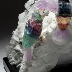 Genuine Polished Rainbow Fluorite Hummingbirds on Albite + Black Tourmaline