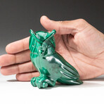 Genuine Polished Hand Carved Malachite Owl // V1