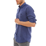 Troy Button-Up Shirt // Dark Blue + Sax (Small)