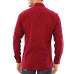 Plated Button Down Shirt // Burgundy (S)