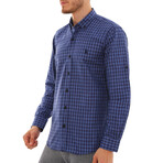 Troy Button-Up Shirt // Dark Blue + Sax (Small)