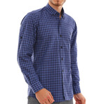 Troy Button-Up Shirt // Dark Blue + Sax (Small)