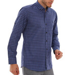 Troy Button-Up Shirt // Dark Blue + Sax (Small)