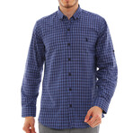 Troy Button-Up Shirt // Dark Blue + Sax (Small)