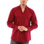 Plated Button Down Shirt // Burgundy (S)