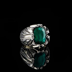 Hand Engraved Emerald Ring (5.5)