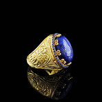 Engraved Lapis Lazuli Ring (7.5)