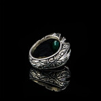 Hand Engraved Emerald Ring (7.5)