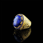 Engraved Lapis Lazuli Ring (6.5)