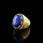 Engraved Lapis Lazuli Ring (5.5)