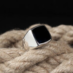 Modern Design Black Stone Ring (7.5)