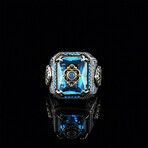 Emerald Cut Blue Topaz Ring (8.5)