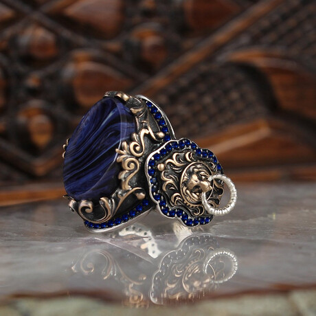 Solid Blue Amber Ring (5)