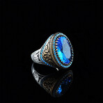 Blue Topaz + Turquoise Stones Ring (8)