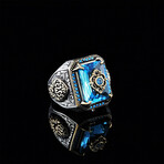 Emerald Cut Blue Topaz Ring (7.5)