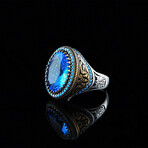 Blue Topaz + Turquoise Stones Ring (5)