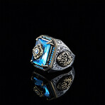 Emerald Cut Blue Topaz Ring (5.5)