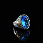Blue Topaz + Turquoise Stones Ring (6.5)