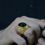 Gold Coated Onyx Ring (6.5)